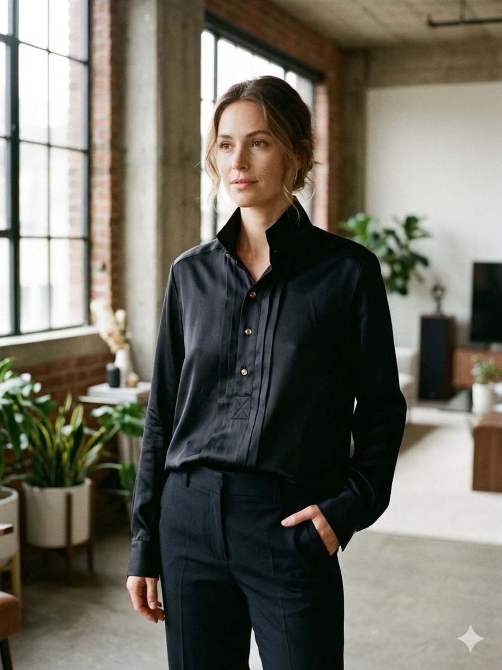 Tufi Duek Black 100% Silk Blouse - Size 44